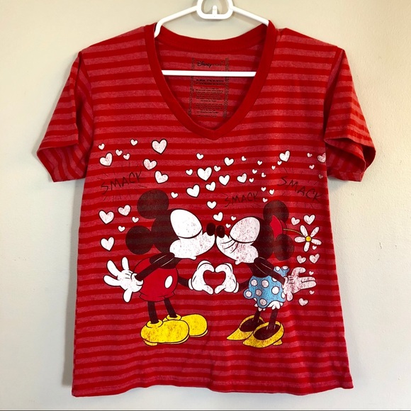 Disney Tops - Vintage Women’s Red Mickey Minnie Mouse Disney Top